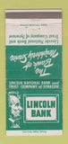 Matchbook Cover - Lincoln Bank Syracuse NY Abraham WEAR 30 Strike