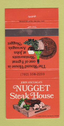 Matchbook Cover - John Ascuaga's Nugget Steak House Reno NV 30 Strike