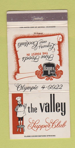 Matchbook Cover - The Valley Supper Club Milwaukee? WEAR 30 Strike