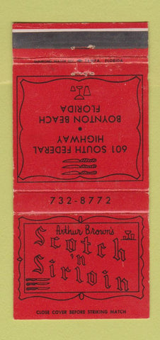 Matchbook Cover Arthur Brown's Scotch n Sirloin Boynton Beach FL WEAR 30 Strike