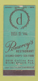 Matchbook Cover - Pomeroy's Restaurant Miami Beach FL WORN 30 Stick