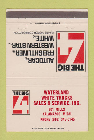 Matchbook Cover - Big 4 Waterland White Trucks Kalamazoo MI 40 Strike