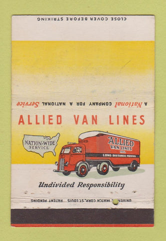 Matchbook Cover - Allied Van Lines Trucking WEAR 40 Strike