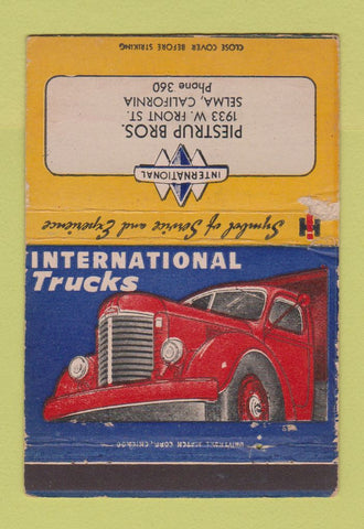 Matchbook Cover International Harvester Trucks Selma CA Piestrup WORN 40 Strike