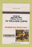Matchbook Cover - Kubota Tractors Bangor ME 40 Strike