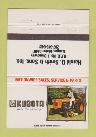 Matchbook Cover - Kubota Tractors Bangor ME 40 Strike