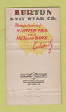 Matchbook Cover - Burton Knit Wear Ties Philadelphia PA WEAR 36 Strike