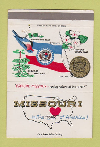 Matchbook Cover - Missouri Tourism Jefferson City MO 40 Strike