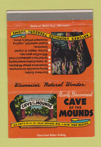 Matchbook Cover - Cave of the Mounds Blue Mounds WI 40 Strike