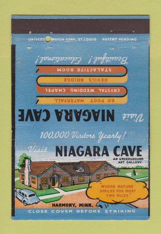 Matchbook Cover - Niagara Cave Harmony MN 40 Strike