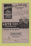 Matchbook Cover - Roanoke VA Tourism Lotz Funeral Home 40 Strike
