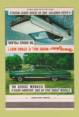 Matchbook Cover - 1968 Dodge Polara Monaco 40 Strike