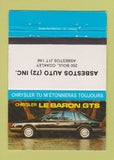 Matchbook Cover - Asbestos Auto Chrysler Le Baron GTS QC 40 Strike