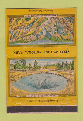 Matchbook Cover - Yellowstone NATional Park Morning Glory Pool 40 Strike