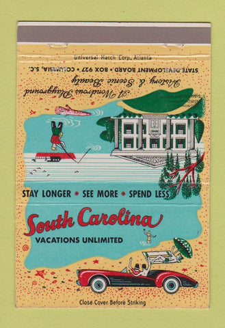 Matchbook Cover - South Carolina Tourism Columbia SC 40 Strike