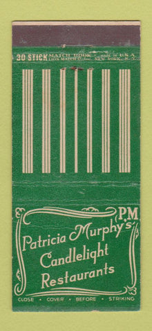 Matchbook Cover - Patricia Murphy's Candlelight New York City Brooklyn 30 Stick