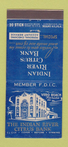 Matchbook Cover - Indian River Citrus Bank Vero Beach FL 30 Stick