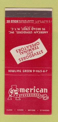 Matchbook Cover - American Stevedores New York City Cargo Ships 30 Stick