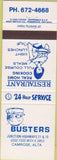 Matchbook Cover - Busters Camrose Canada restaurant
