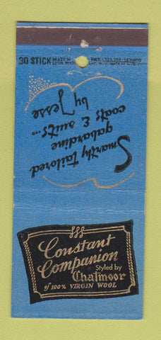 Matchbook Cover - Constant Companion Clothes Wool Chatmoor NYC 30 Stick