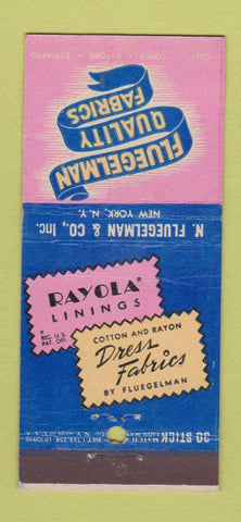 Matchbook Cover - Rayola Linings Dress Fabrics Fluegelman NYC 30 Stick
