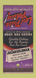 Matchbook Cover - Julian Goldman Clothes Store Elkhart IN 30 Stick