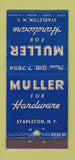 Matchbook Cover - Muller Hardware Stapleton NY 30 Stick
