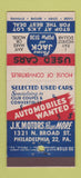 Matchbook Cover - JK Motors Used Cars Philadelphia PA 30 Stick
