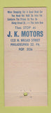 Matchbook Cover - JK Motors Used Cars Philadelphia PA 30 Stick