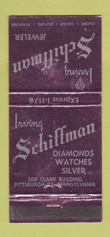 Matchbook Cover - Irving Schiffman Jewelry Pittsburgh PA 30 Stick