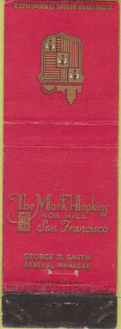 Matchbook Cover - The Mark Hopkins Hotel Nob Hill San Francisco CA
