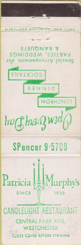 Matchbook Cover - Patricia Murphy's Restaurant Westchester WEAR