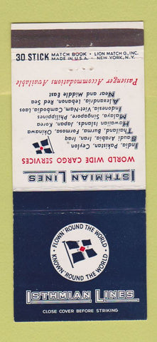 Matchbook Cover - Isthmian Lines Cargo Shipping 30 Stick