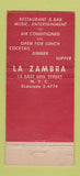 Matchbook Cover - Zabala's La Zambra New York City girlie 30 Stick