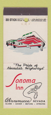 Matchbook Cover - Sonoma Inn Winnemucca NV 30 Stick