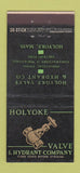 Matchbook Cover - Holyoke Valve Hydrant Company Holyoke MA 30 Stick
