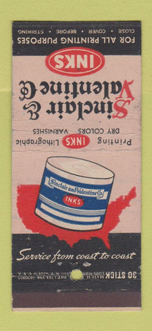 Matchbook Cover - Sinclair Valentine Inks New York City WEAR 30 Stick