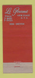 Matchbook Cover - Le Gourmet Restaurant New York City 30 Stick