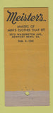 Matchbook Cover - Meister's Navy Military Uniforms Newport News VA 30 Stick