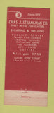 Matchbook Cover - Chas Strangman Los Angeles CA Sheet Metal 30 Stick
