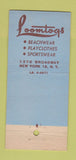 Matchbook Cover - Loomtogs Beach Clothes New York City 30 Stick