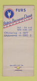 Matchbook Cover - Patrox Bierman Danzi Furs Mink New York City 30 Stick