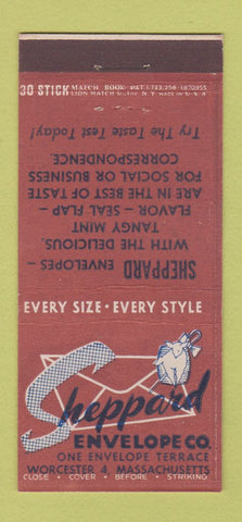 Matchbook Cover - Sheppard Envelope Worcester MA 30 Stick