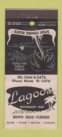 Matchbook Cover - Lagoon Restaurant Bar Sunny Isles FL 30 Stick