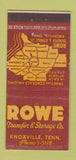 Matchbook Cover - Rowe Transfer Trucking Knoxville TN 30 Stick