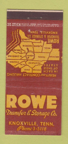 Matchbook Cover - Rowe Transfer Trucking Knoxville TN 30 Stick