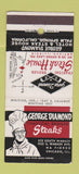 Matchbook Cover - George Diamond Steak House Palm Springs CA Chicago 30 Strike
