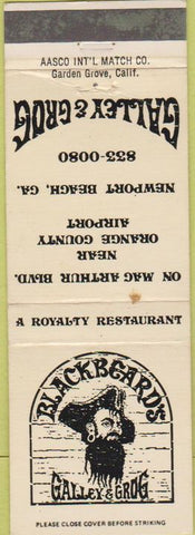 Matchbook Cover - Blackbeards Galley Grog Newport Beach CA WEAR