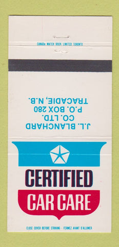 Matchbook Cover - Chrysler JL Blanchard Tracadie NB 30 Strike