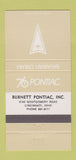 Matchbook Cover - 1976 Pontiac Burnett Cincinnati OH Bavarian Cream 30 Strike